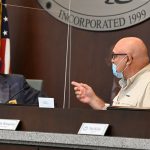 Mayor David Alfin, left, and Council member Eddie Branquinho see funding policing and and the tax rate differently this year. (© FlaglerLive)