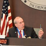 Palm Coast Mayor David Alfin pout the brakes on any rush to hire the next permanent city manager even as he favors doing so before the NOvember election, when two seats will turn over, and a third, Alfin's, could potentially do so. (© FlaglerLive)