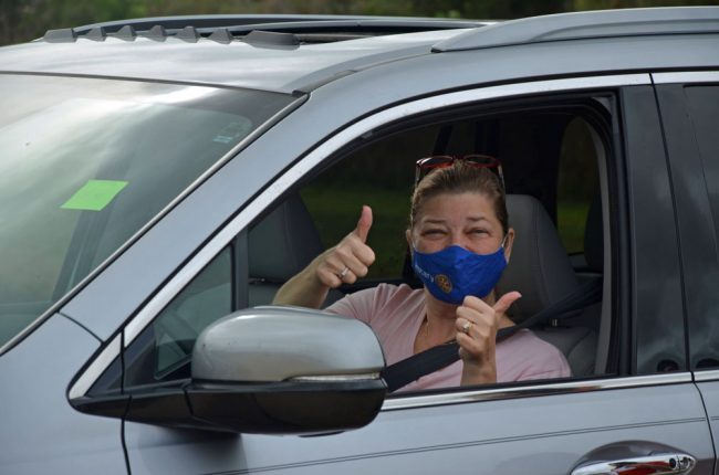 Alicia Vincent, vice president of Flagler County services for SMA Healthcare, the addiction-treatment and rehabilitation agency, was among those getting the vaccine this morning. (© FlaglerLive)