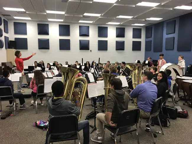 Bands from matanzas High, Flagler Palm Coast, Buddy Taylor and Indian Trails middle schools all practiced together over the past weekend. (MHS)