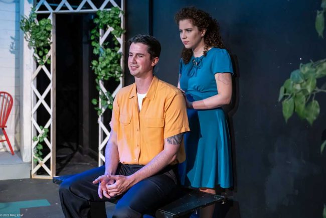 Gaston King as Chris Keller and Anna Hobbs as Ann Deever in "All My Sons." (Mike Kitaif)