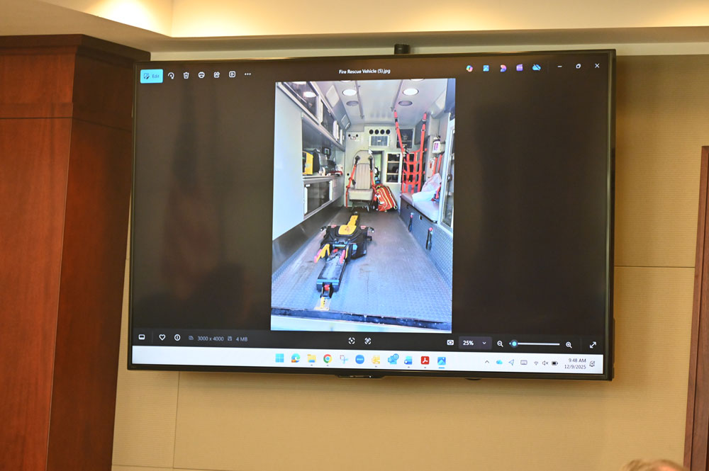 The prosecution showed the jury the interior of a typical Flagler County Fire Rescue ambulance. (© FlaglerLive)