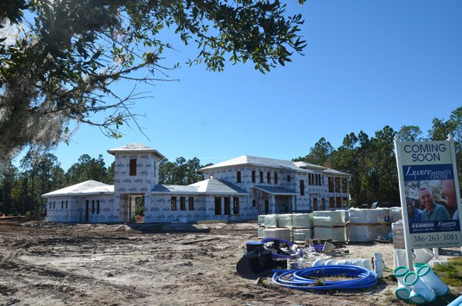 The amenities center at Grand Reserve in Bunnell takes shape as the subdivision itself booms with new construction. (© FlaglerLive)