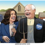 Harris Walz American Gothic 2024 by R.J. Matson, Portland, ME