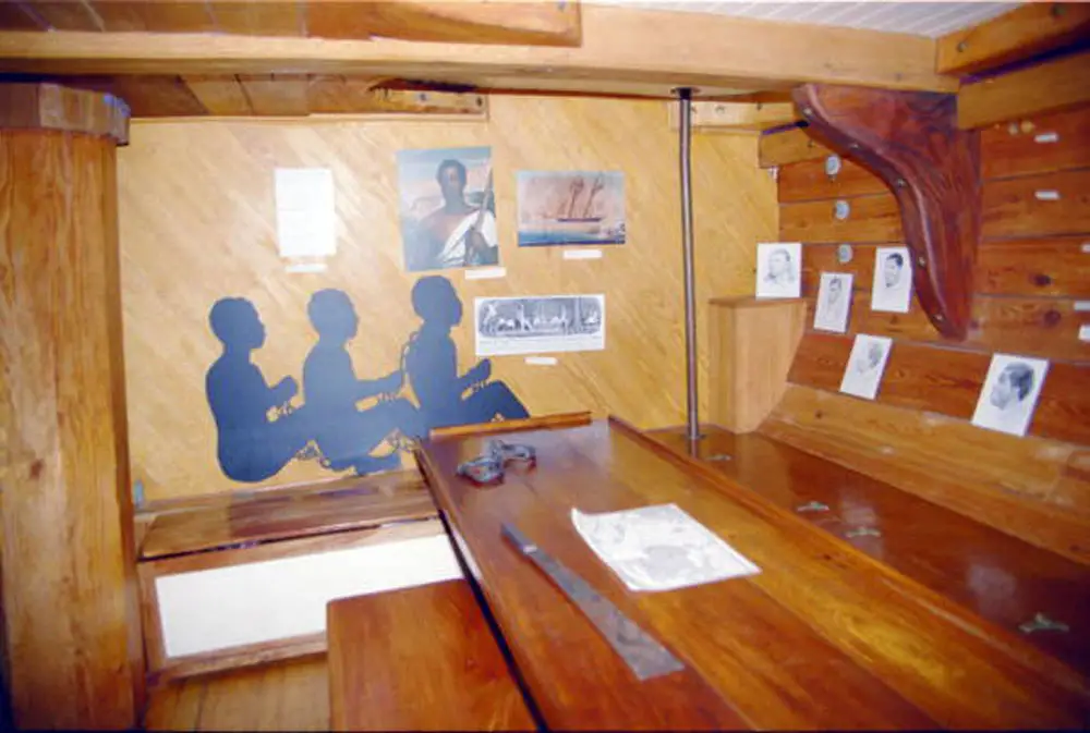 Not included in the principles of the Declaration: a replica of the interior of the slave ship Amistad. (Florida Memory)