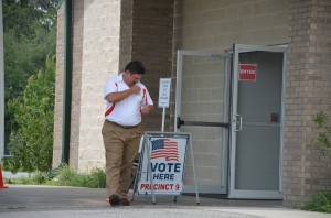 School Board Chairman Andy Dance immediately after voting this afternoon. Click on the image for larger view. (© FlaglerLive)