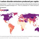 Data from 2019, production-based CO2 only, does not account for emissions embedded in traded goods Map: The Conversation/CC-BY-ND (Our World in Data, Global Carbon Project.)