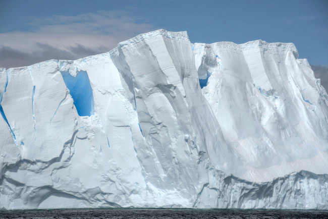 Antarctic ice: On one of the continent's largest ice shelves (not related to the picture above), Larcen C, a segment is preparing to crack away from the shelf front and turn into one of the largest icebergs ever recorded. It may be the size of Delaware. 'Higher temperatures in the region are hastening the ice shelf’s retreat,' The New York Times reports. (Scott Ableman)