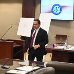 Attorney Anthony Sabatini, center, is representing Palm Coast Mayor Mike Norris. (© FlaglerLive)
