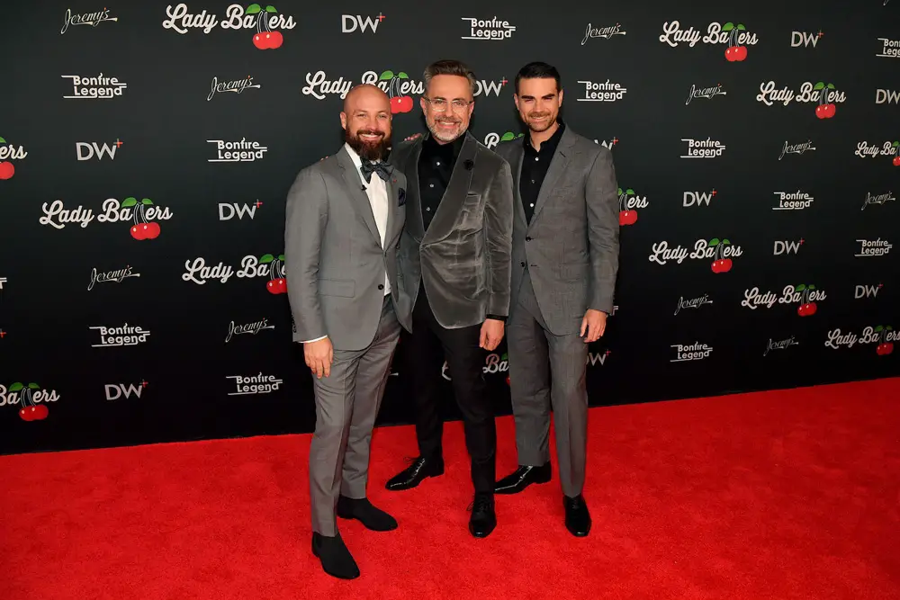 Daily Wire co-CEO Caleb Robinson, co-CEO Jeremy Boreing and editor emeritus Ben Shapiro attend the red carpet premiere of ‘Lady Ballers’ on Nov. 29, 2023, in Nashville, Tenn.