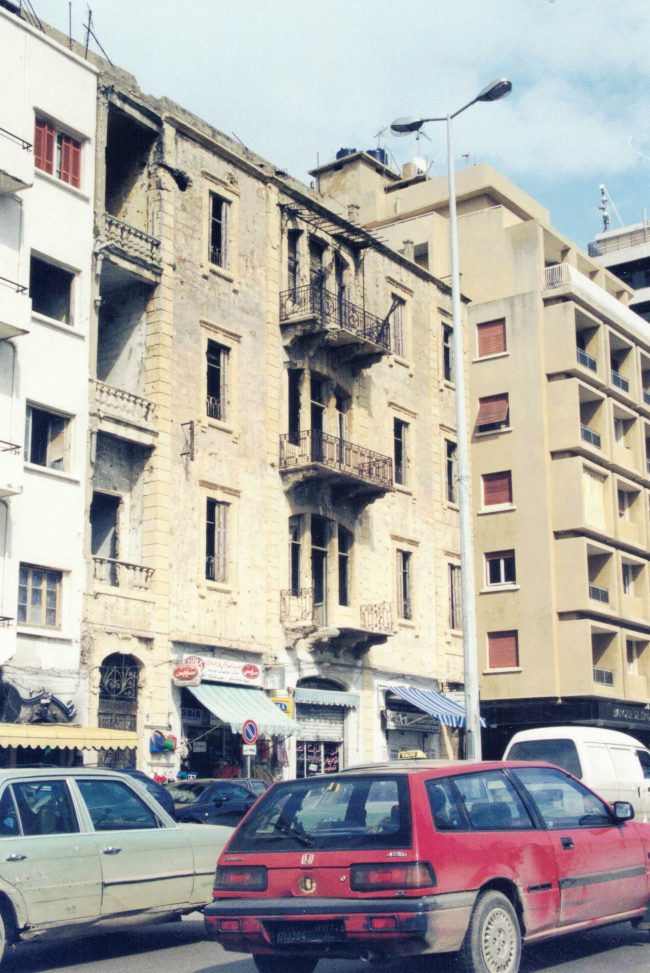 Our apartment building on Ashrafieh Street, in a picture from 2000. We lived on the third floor. Ten years after the end of the war, it was still defaced by bullets and shells. (© FlaglerLive)