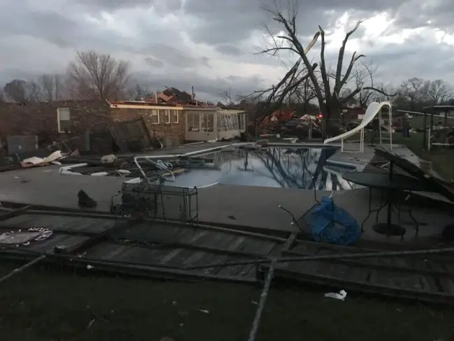 An image showing damage in Ardmore, Alabama, posted by the Limestone Sheriff's Office in that state. 