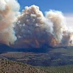 Wind quickly spread a blaze that burned homes near Flagstaff, Ariz., in April 2022. (Coconino National Forest via AP)