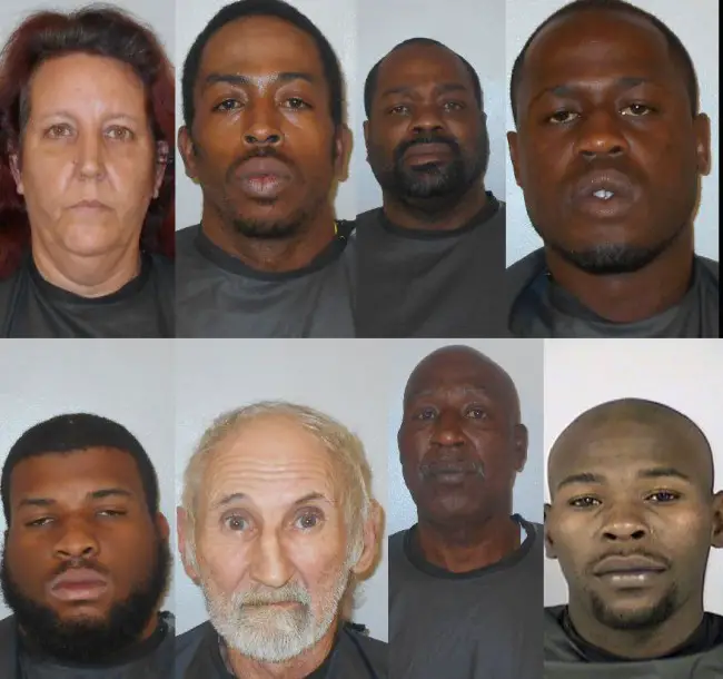 Among those arrested in a sweep Wednesday, clockwise from top left, Wendy Sydnor, Brian Spencer, Cecil Hubbert, Clarence Jordan, Curtis Emanuel, David Myers, Steven Taverna and Leslie Brock. 