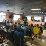 At least 60 people filled the Flagler Beach City Commission's chamber for a special workshop on the Veranda Bay annexation Tuesday evening, not including commission members, staff and the developer and his attorney. (© FlaglerLive)