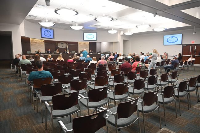 Not many people attended today's meeting. Those who did made noise disproportionate to their presence. (© FlaglerLive)