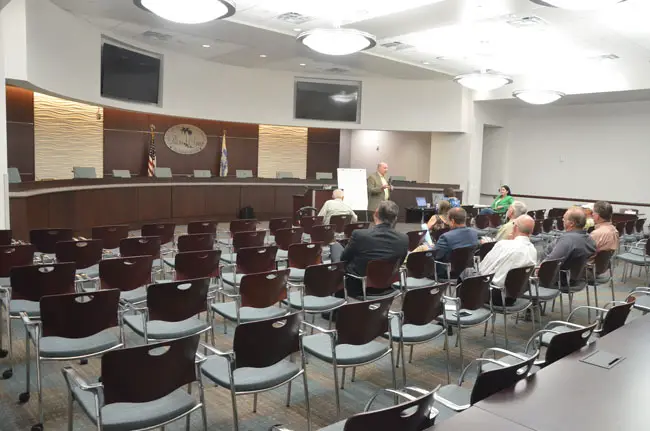 Just 13 people turned up this morning at City Hall at the first of two workshops seeking public input on Palm Coast's next city manager. (c FlaglerLive)
