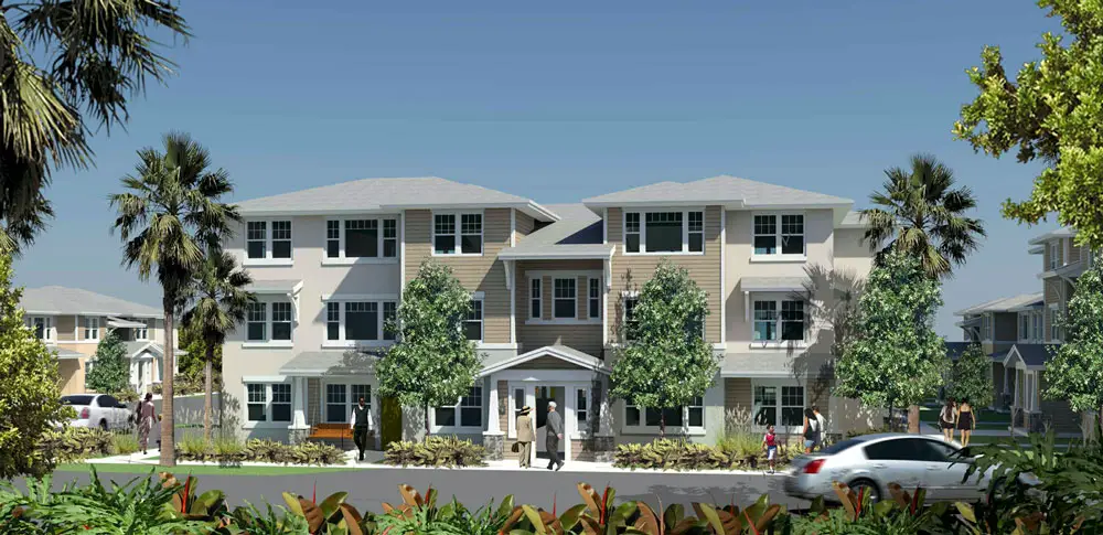 A rendering of one of the 12 buildings of the Aviara apartment complex planned for the west end of the W Section in Palm Coast. (Aviara)