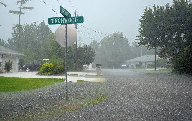 The B Section getting pounded this morning. Click on the image for larger view. (© FlaglerLive)