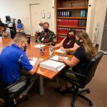 The Palm Coast Canvassing Board, with Supervisor of Elections Kaiti Lenhart, as its members were signing the document signifying the audit showed a hand-count that perfectly aligned. with the machine count. (© FlaglerLive)