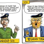 Baghdad Bob VS Tehran Trump by Dave Whamond, Canada, PoliticalCartoons.com