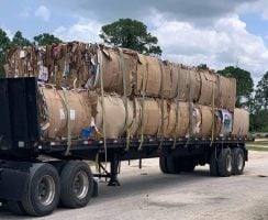 Flagler Beach's Sanitation Department is now in the cardboard baling business: it placed 18 tons of cardboard, or 24 bales, on a truck last month when the new system kicked off. (Rob Smith)