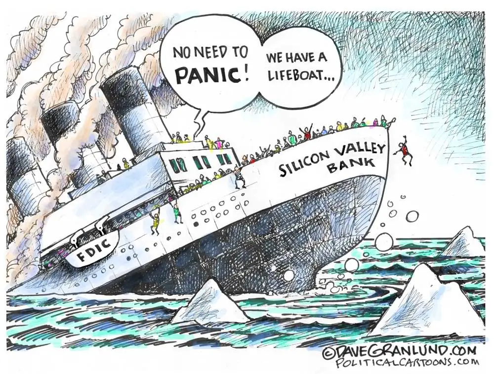 Silicon Valley Bank fail by Dave Granlund, PoliticalCartoons.com