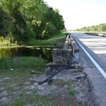 The man lost his life when his vehicle struck this concrete barrier head-on, on a bridge above Hulett Branch Creek on U.S. 1. (© FlaglerLive)