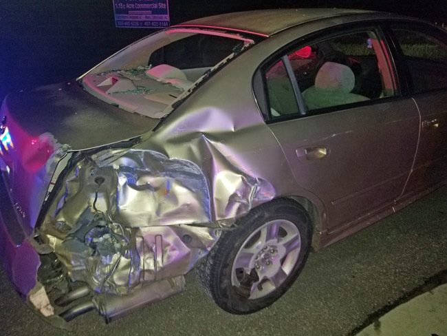 Larry Batson's Altima, which he was driving, with his wife and two daughters aboard. (FCSO)