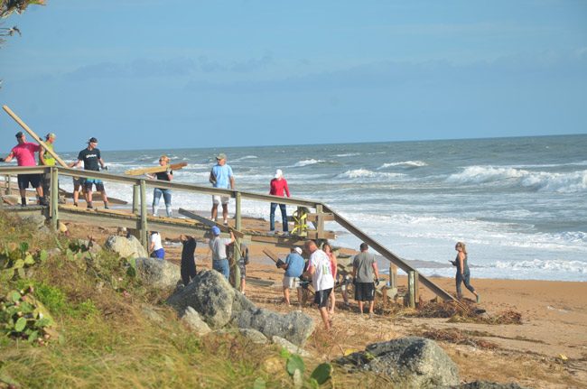 It's beach clean-up day in Flagler Beach, where the All Stars invite anyone interested in participating to meet at the Flagler Beach Pier this morning at 8 a.m., dressed for the cold, and ready to work. (© FlaglerLive)