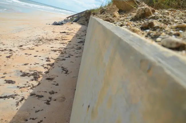 The county and the U.S. Army Corps of Engineers hope that Flagler Beach doesn't put up a political seawall against a beach-renourishment project. Click on the image for larger view. (© FlaglerLive)