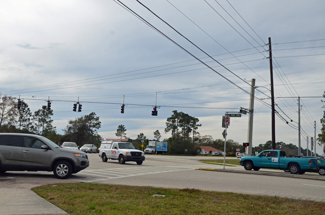 The intersection at Belle Terre Parkway and State Road 100 can seem like a free-for-all, especially for pedestrians. (© FlaglerLive)