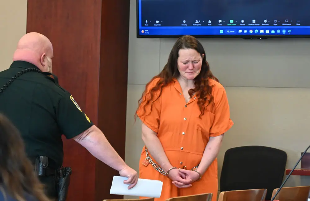 Allyson Bennett immediately after her sentencing late this morning at the Flagler County courthouse. (© FlaglerLive)