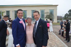 Flagler County Clerk of Court Tom Bexley, left, led the ceremony and had a special couple renewing vows: his own parents, Carol and Bill, who have been married 50 years. Click on the image for larger view. (© FlaglerLive)