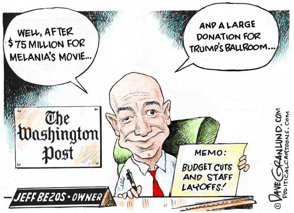 Washington Post cuts and layoffs by Dave Granlund, PoliticalCartoons.com