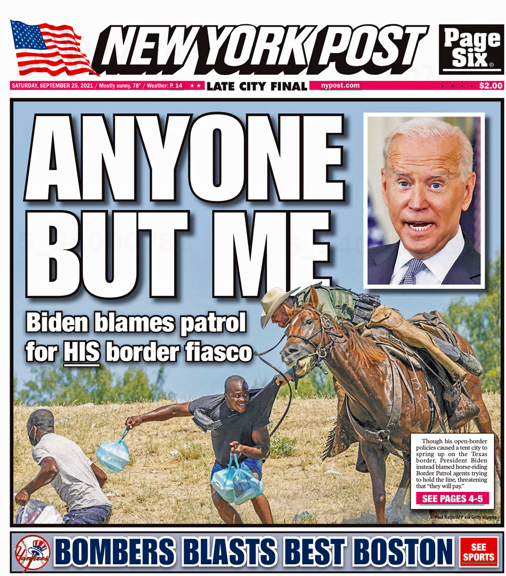 The Sept. 25 cover of the New York Post and parts of the photographs in question. 