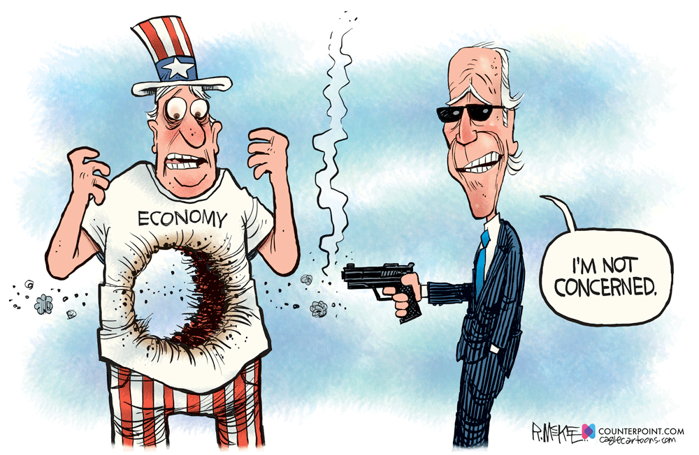 Biden Not Concerned by Rick McKee, CagleCartoons.com