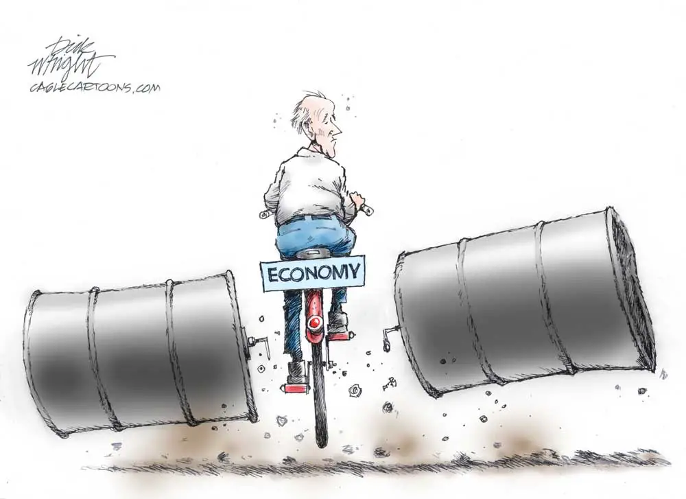 Biden Economy Bike by Dick Wright, PoliticalCartoons.com