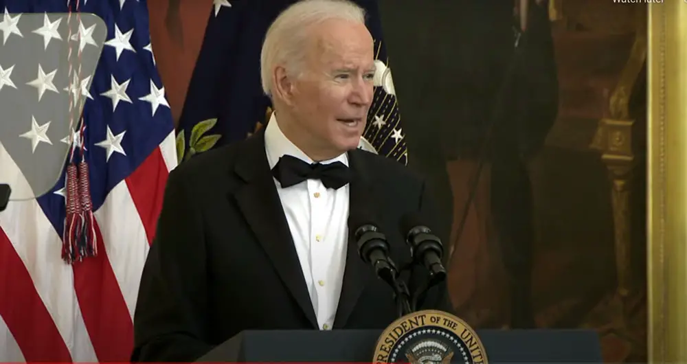 President Biden at this evening's reception hosting the Kennedy Center Honorees. (White House)