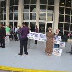 Bigotry at the door of Bunnell's Government Services Building a year ago, echoed today at the Legislature. (© FlaglerLive)