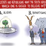 Bipartisanship and UFOs by Jeff Koterba, patreon.com/jeffreykoterba