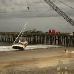 The boat around 10 p.m. Thursday night, within a few yards of the Flagler Beach pier. (© FlaglerLive)