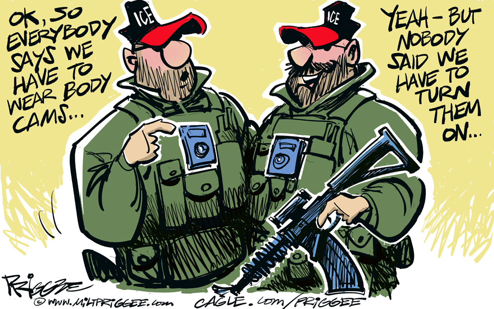 ICE body cams by Milt Priggee, Oak Harbor, Washington.