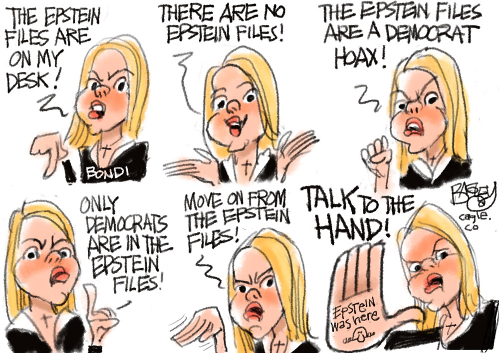 Pam Bondi Epstein Files by Pat Bagley, PoliticalCartoons.com