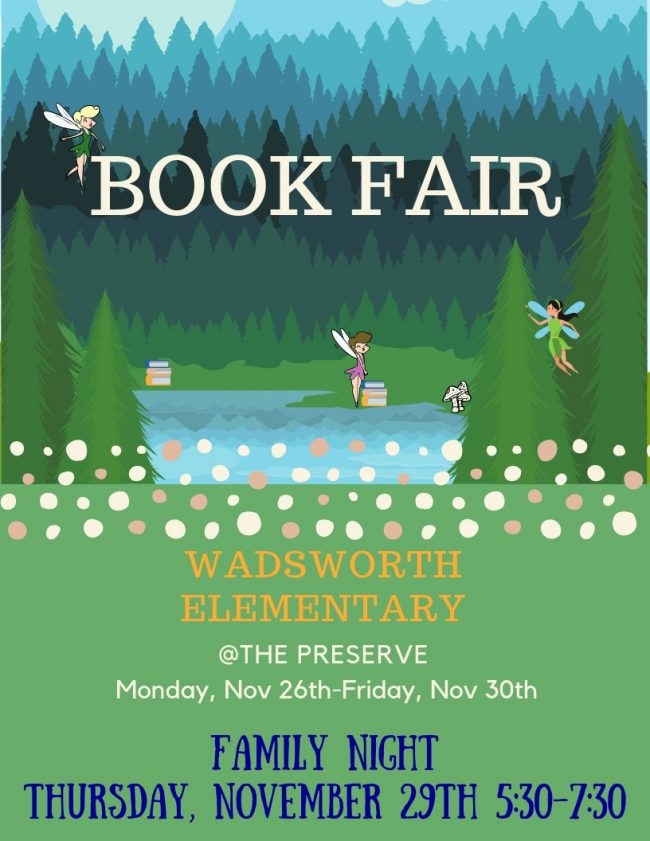 Wadsworth's Book Fair flier, advertised on its website. 