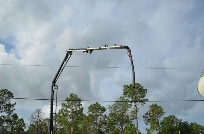 The boom, where it struck the power line. It struck the top-most power line, severing it. (© FlaglerLive)