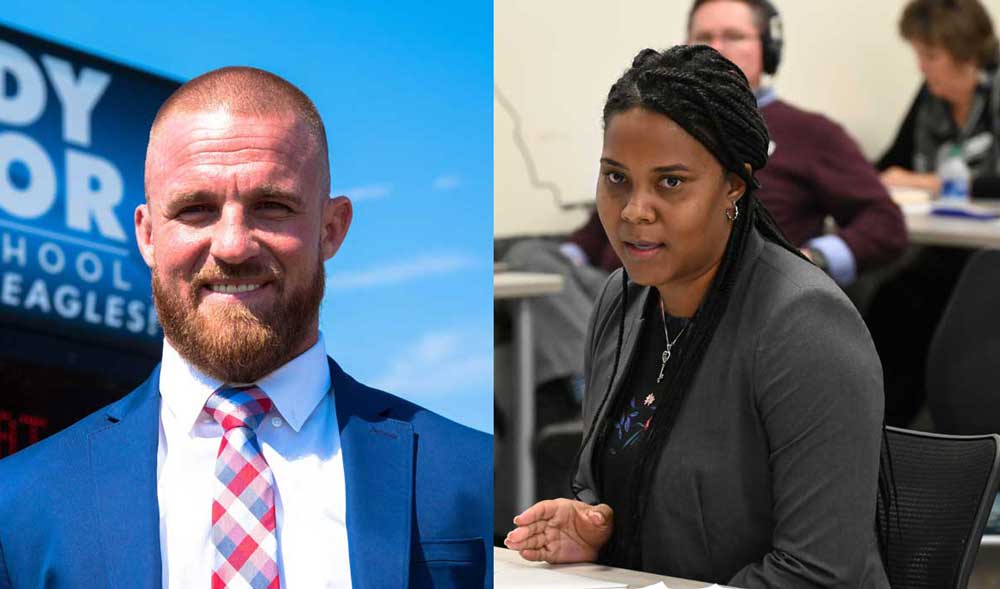 Bobby Bossardet, left, is the new principal at Flagler Palm Coast High School, and LaShakia Moore is the new assistant superintendent for instruction. (© FlaglerLive and Flagler Schools)