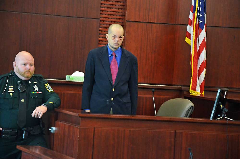 Joseph Bova moments before he testified today in his trial on a first-degree murder charge. (© FlaglerLive)