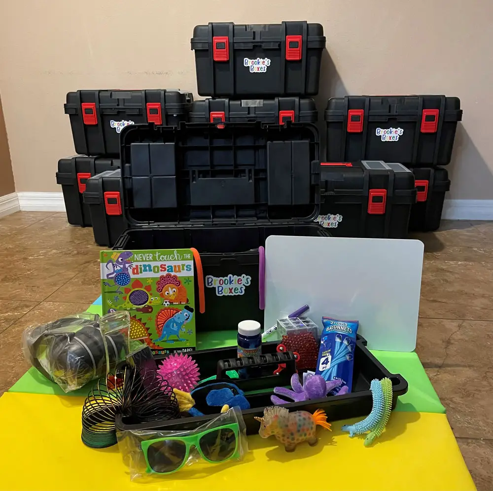 The sensory boxes and their contents. (Flagler County)