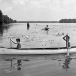 Boy Scouts canoeing on Lake Talquin at the Wallwood Boy Scout Reservation in Gadsden County, in 1968. (Florida Memory)